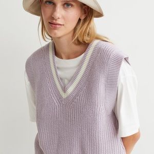 H&M Lilac Varsity Knit Sweater Vest